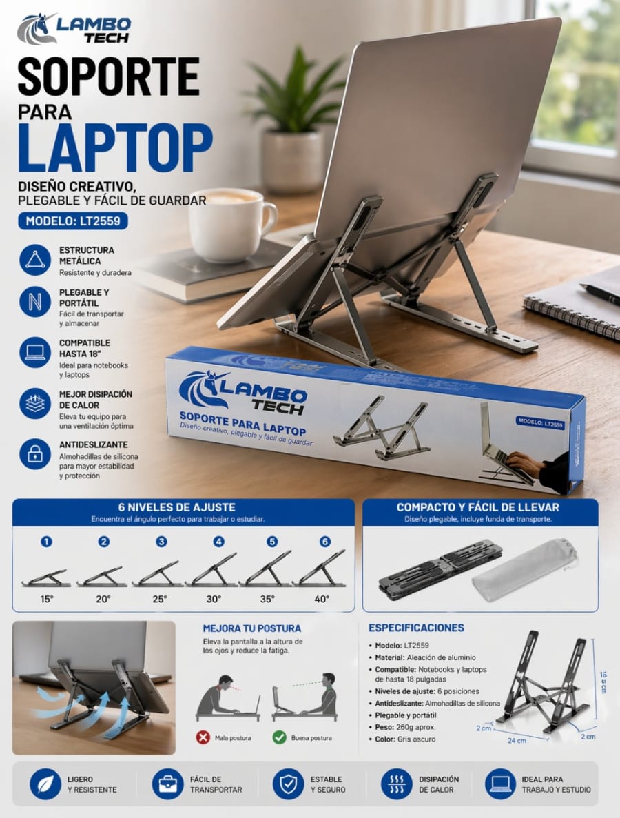 LT-2485 SOPORTE NOTEBOOK METAL LAMBO TECH 1