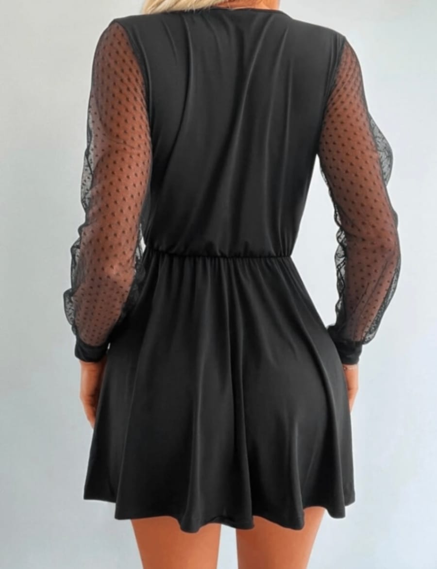 Art 427-vestido con mangas microtul lunares 2