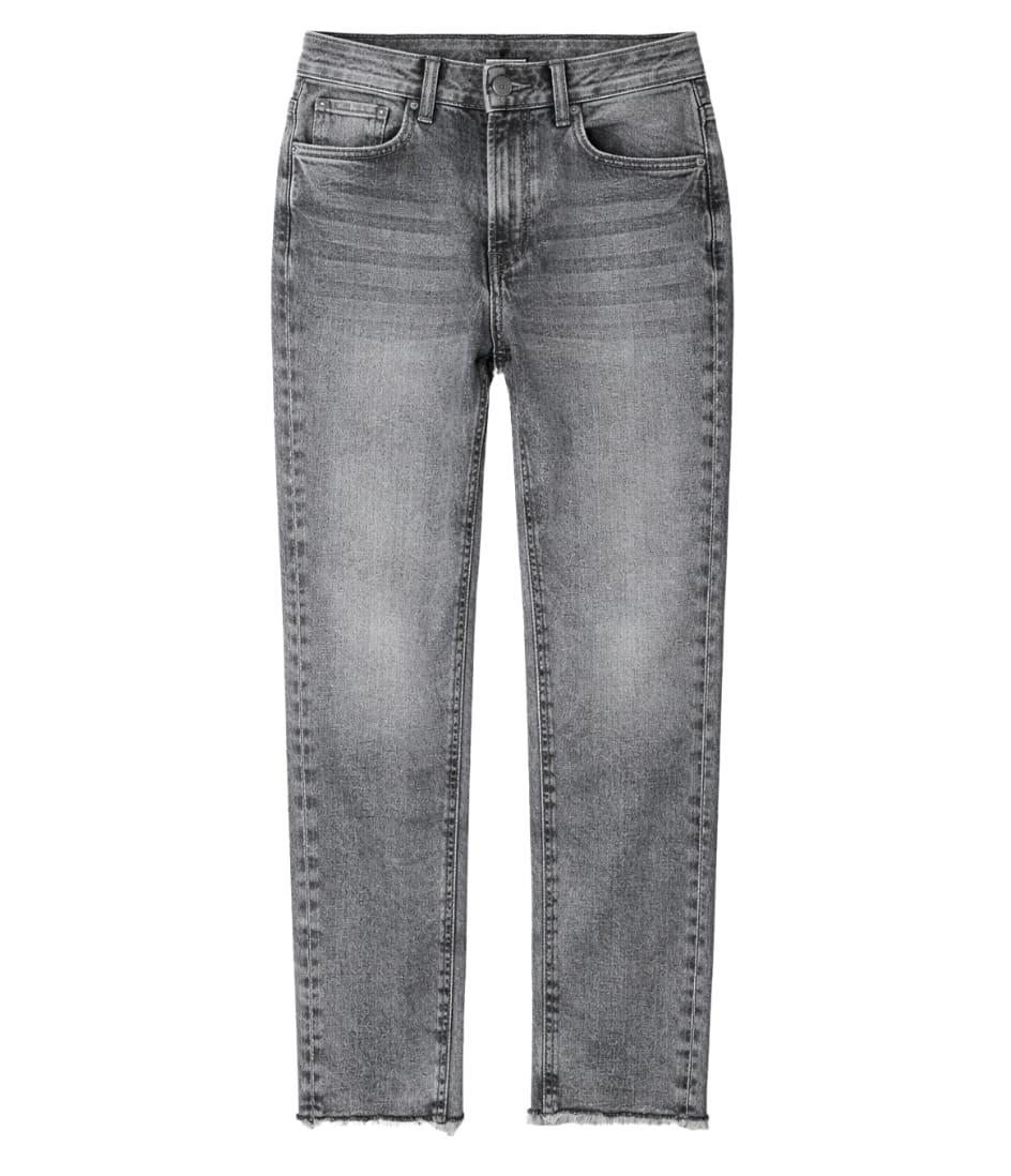 Washed Grey Straight-Leg Jeans