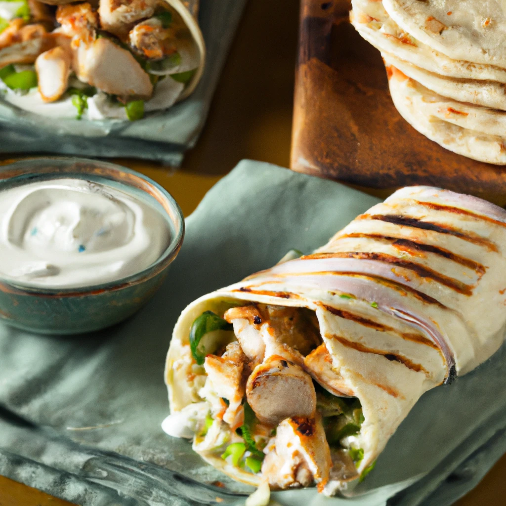 Greek-inspired Grilled Chicken Gyro Wraps with Tzatziki Sauce