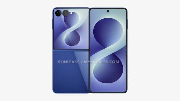 Galaxy Z Flip 8 half-folded in flex mode, showing the large cover display