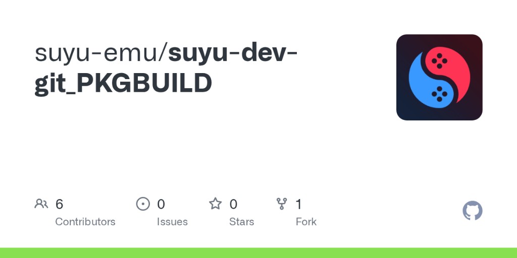 GitHub social preview card for a suyu-emu repository showing the blue and red Suyu logo