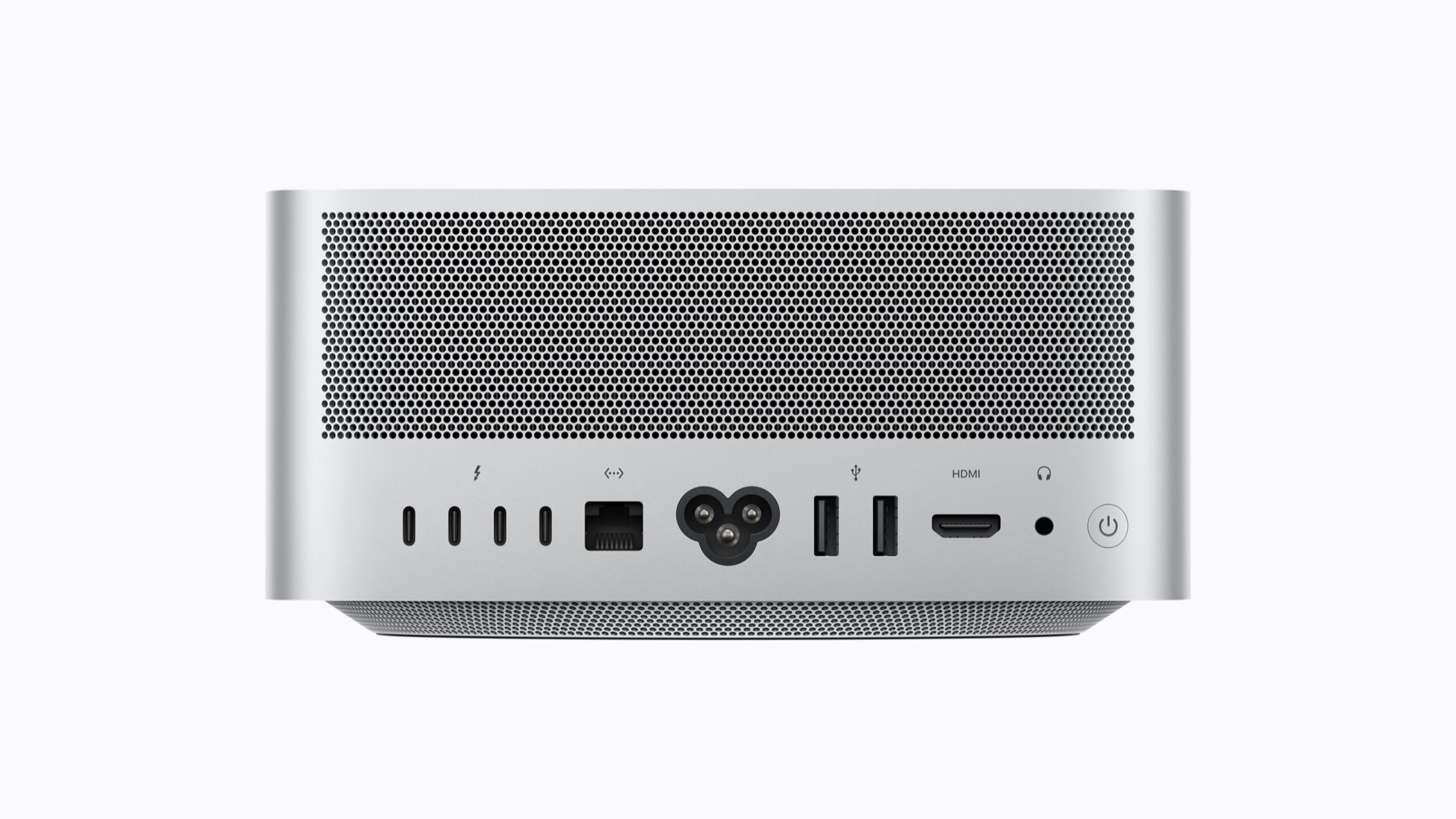Rear of Mac Studio showing Thunderbolt 5, HDMI, Ethernet, USB-A, and SDXC