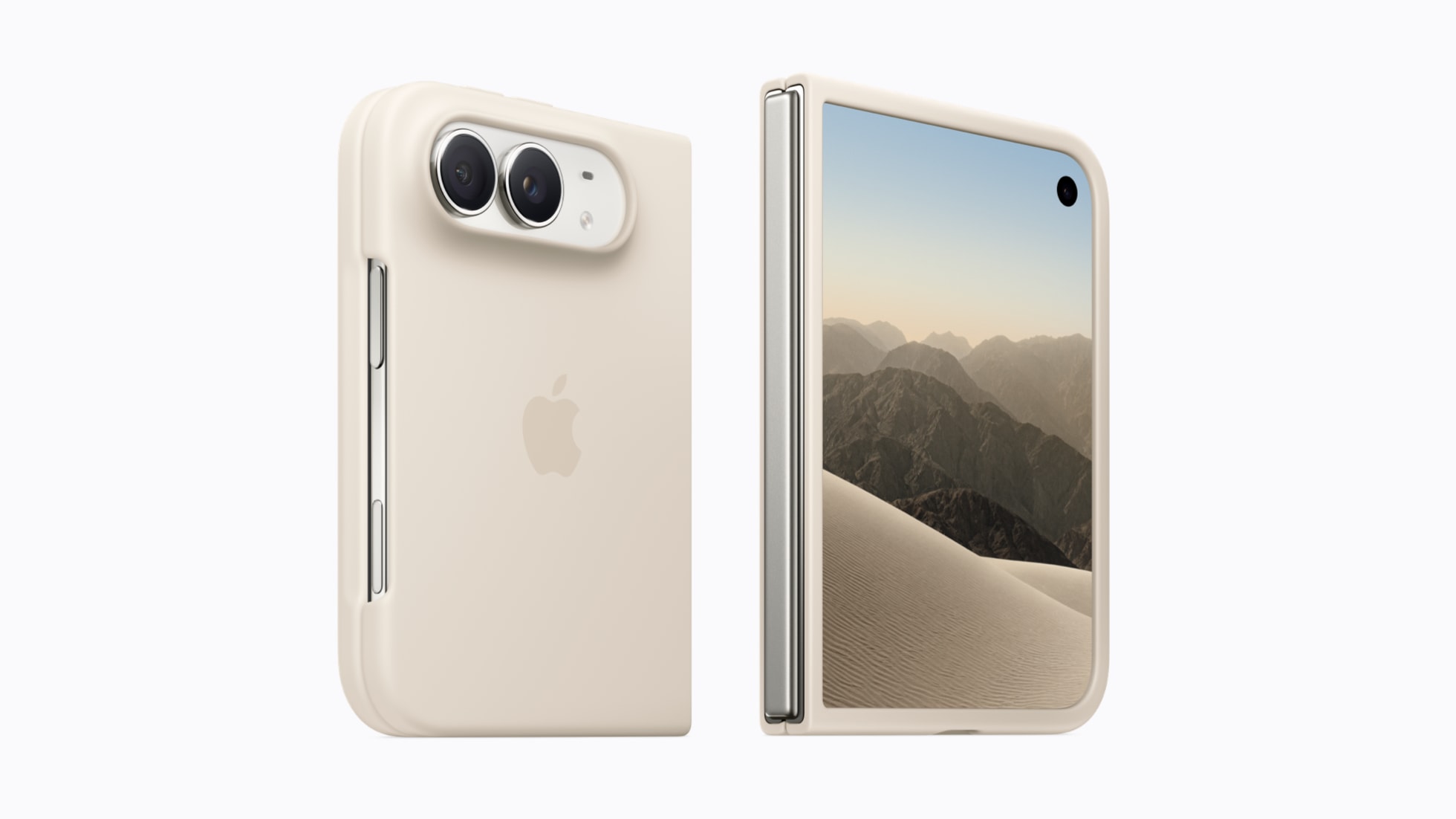 Official Apple photo of the thin two-part iPhone Duo Case in sand