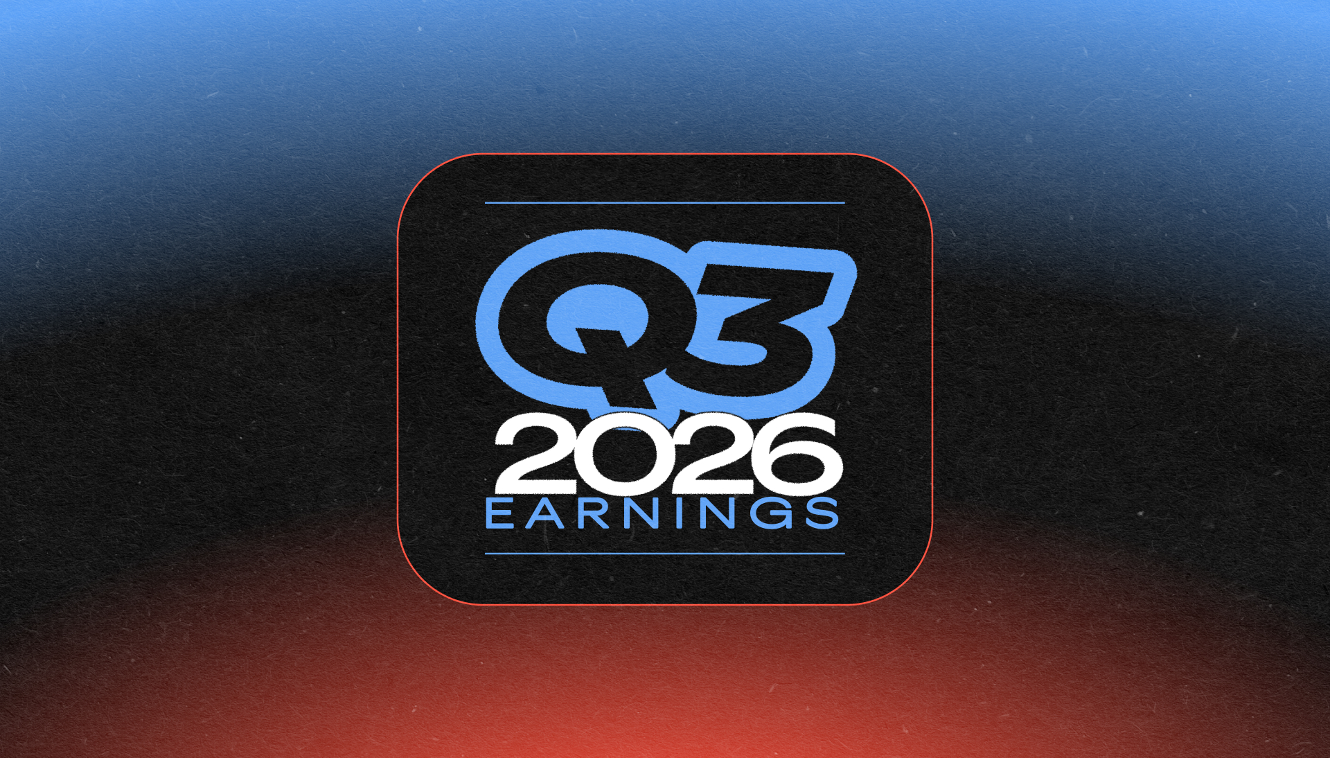 Spotify's Q3 2026 earnings key visual: the letters Q3 above the words 2026 Earnings on a black tile over a blue and red gradient