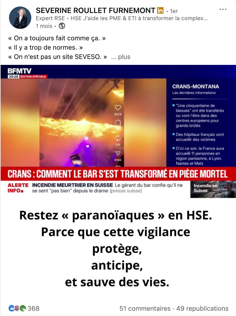 Publication de Séverine — 05 · Conviction professionnelle : 368 réactions, 51 commentaires et 49 republications.