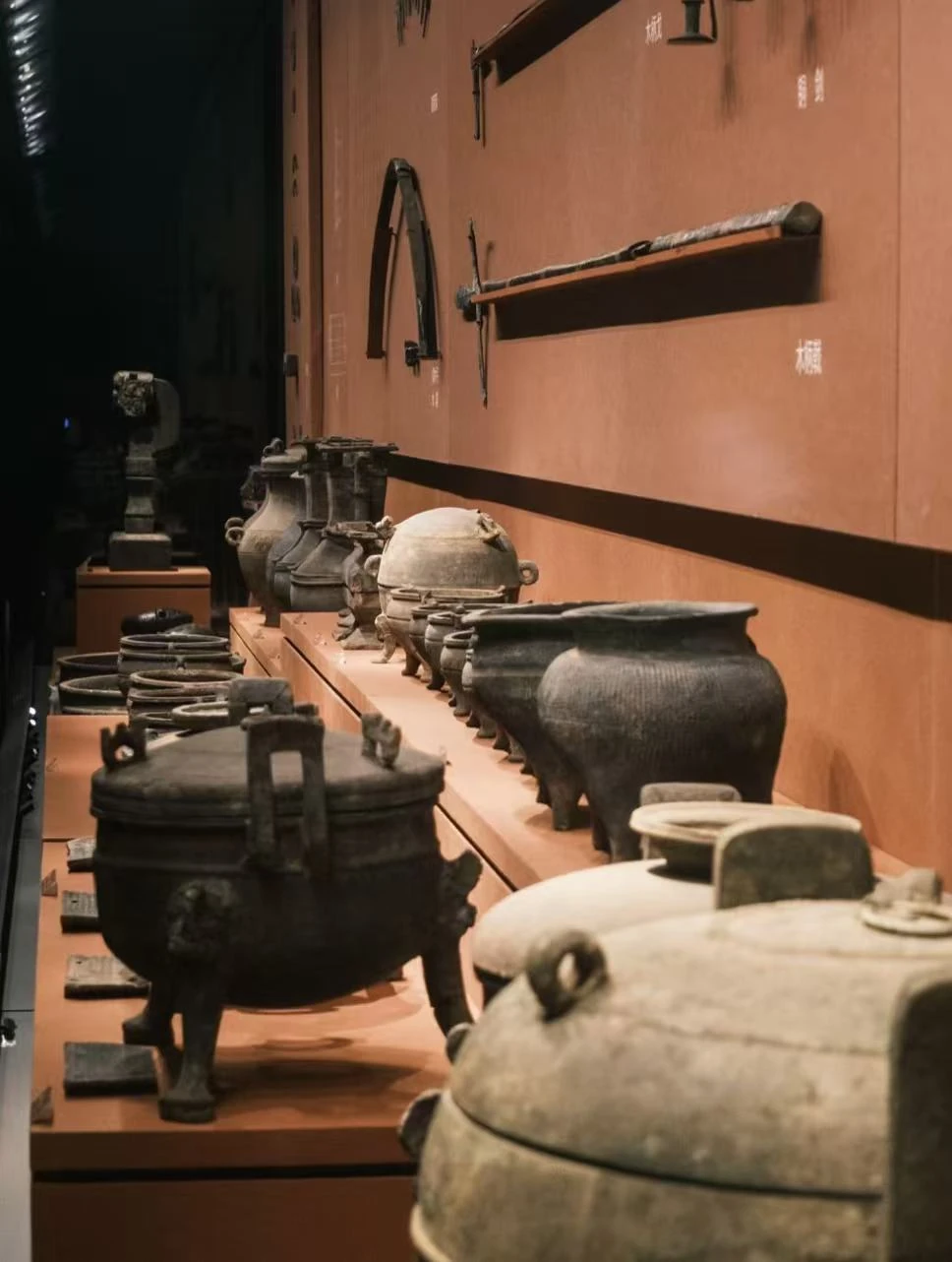 Museum gallery with bronze exhibits