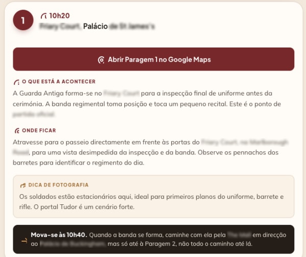 Cada parada: horários exatos, onde ficar e dicas de foto