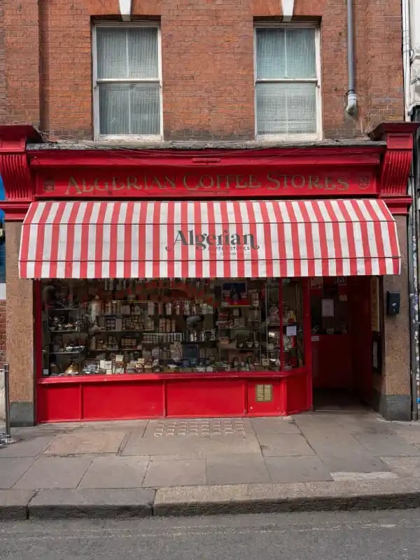 Algerian Coffee Stores shopfront, one of the best coffee shops in London since 1887