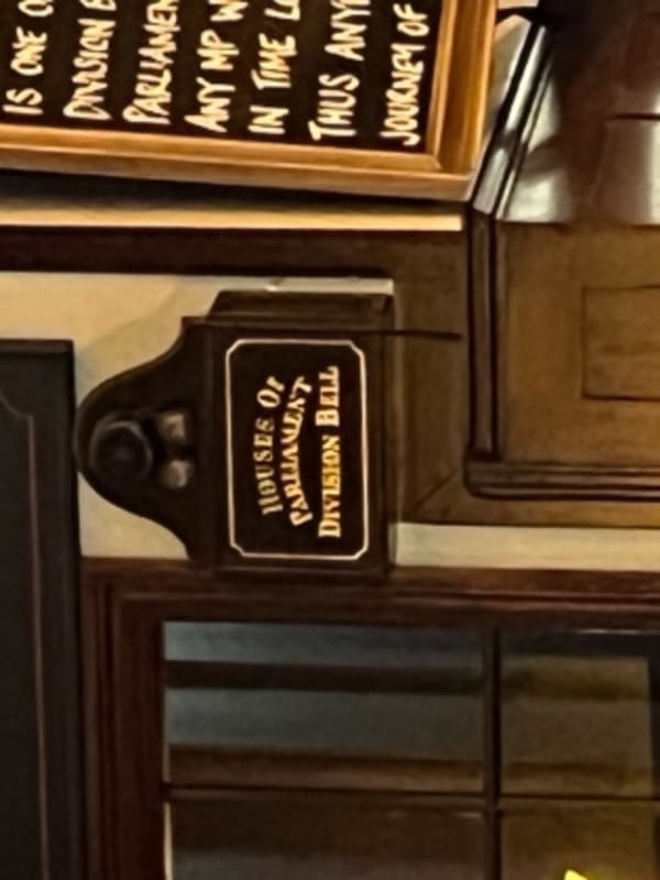 Division Bell pub Westminster London — a parliamentary local for the Westminster itinerary lunch break