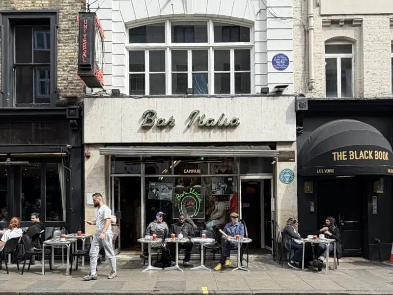 Bar Italia on Frith Street Soho London open since 1949
