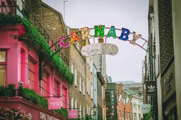 Carnaby Street Soho London pedestrianised shopping street