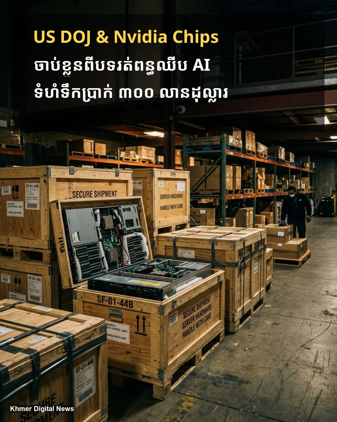អាមេរិកចាប់ខ្លួននាយកប្រតិបត្តិក្រុមហ៊ុនបច្ចេកវិទ្យាពីបទរត់ពន្ធម៉ាស៊ីនបម្រើ AI តម្លៃ ៣០០ លានដុល្លារទៅកាន់ប្រទេសចិន
