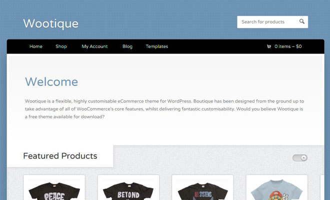 wootique - simple WooCommerce theme