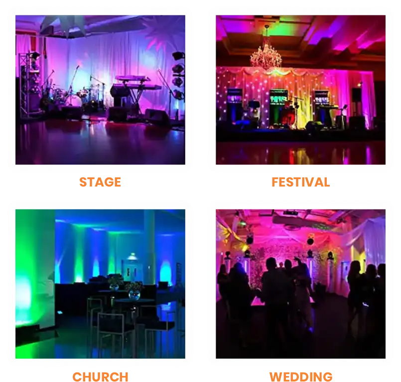 INFINITY FloodBeam 54x3W RGBW — a custom gobo projection example