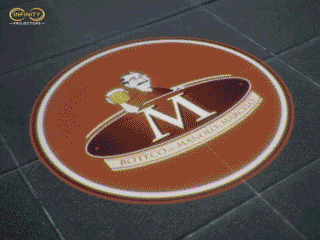 4 Gobo Static Projector - 40W-300W — Custom business logo gobo projection — projected on-site with an Infinity gobo projector