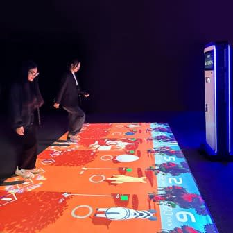 Infinity GamePlay360 Interactive Floor Projector — in action with an Infinity interactive projector