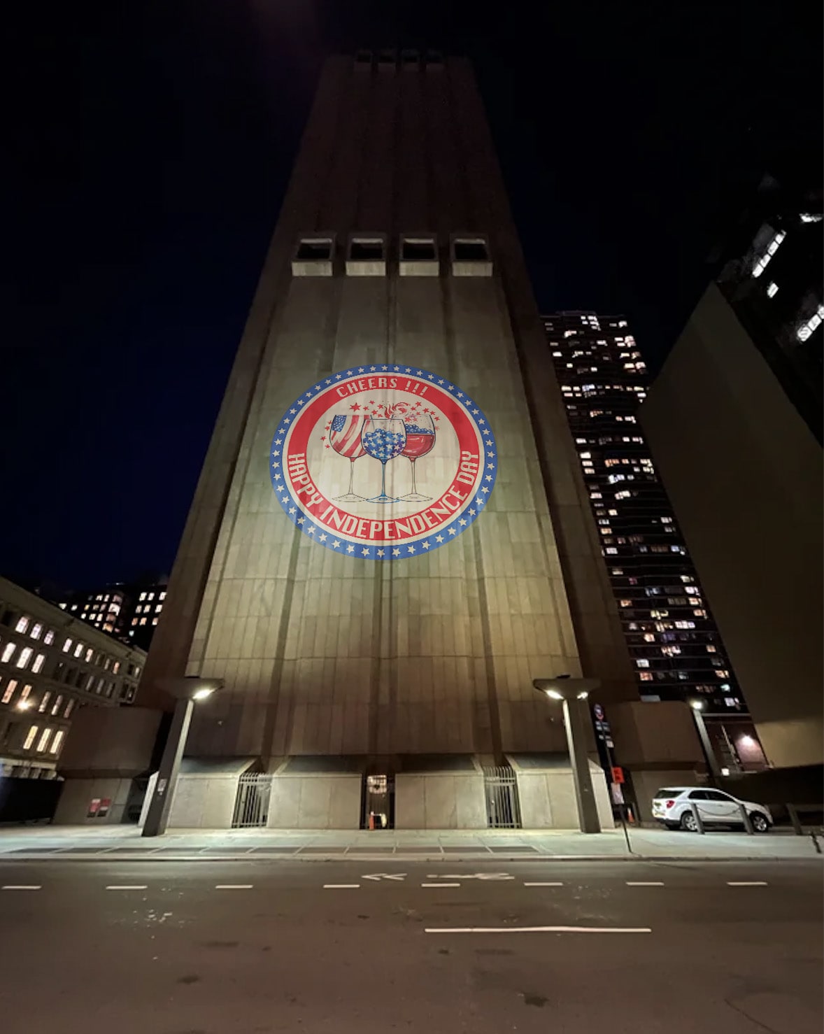 4 Gobo High Wattage Outdoor Projector — Pride celebration gobo projection design — a custom gobo projection example