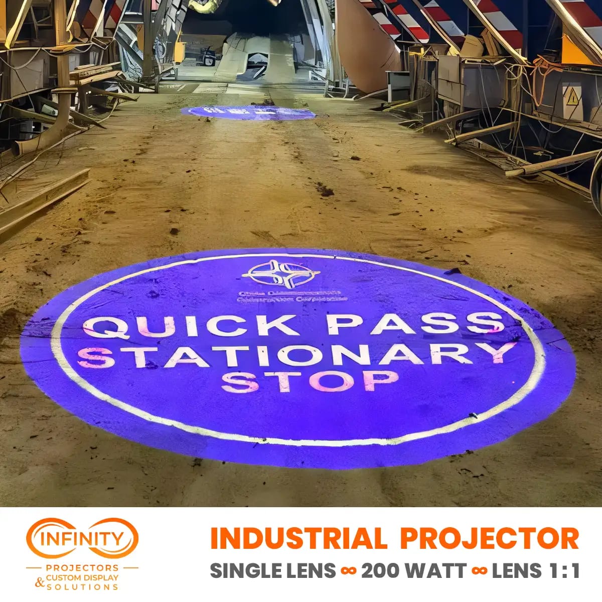 Real warehouse & facility safety projections in action — Infinity Projectors