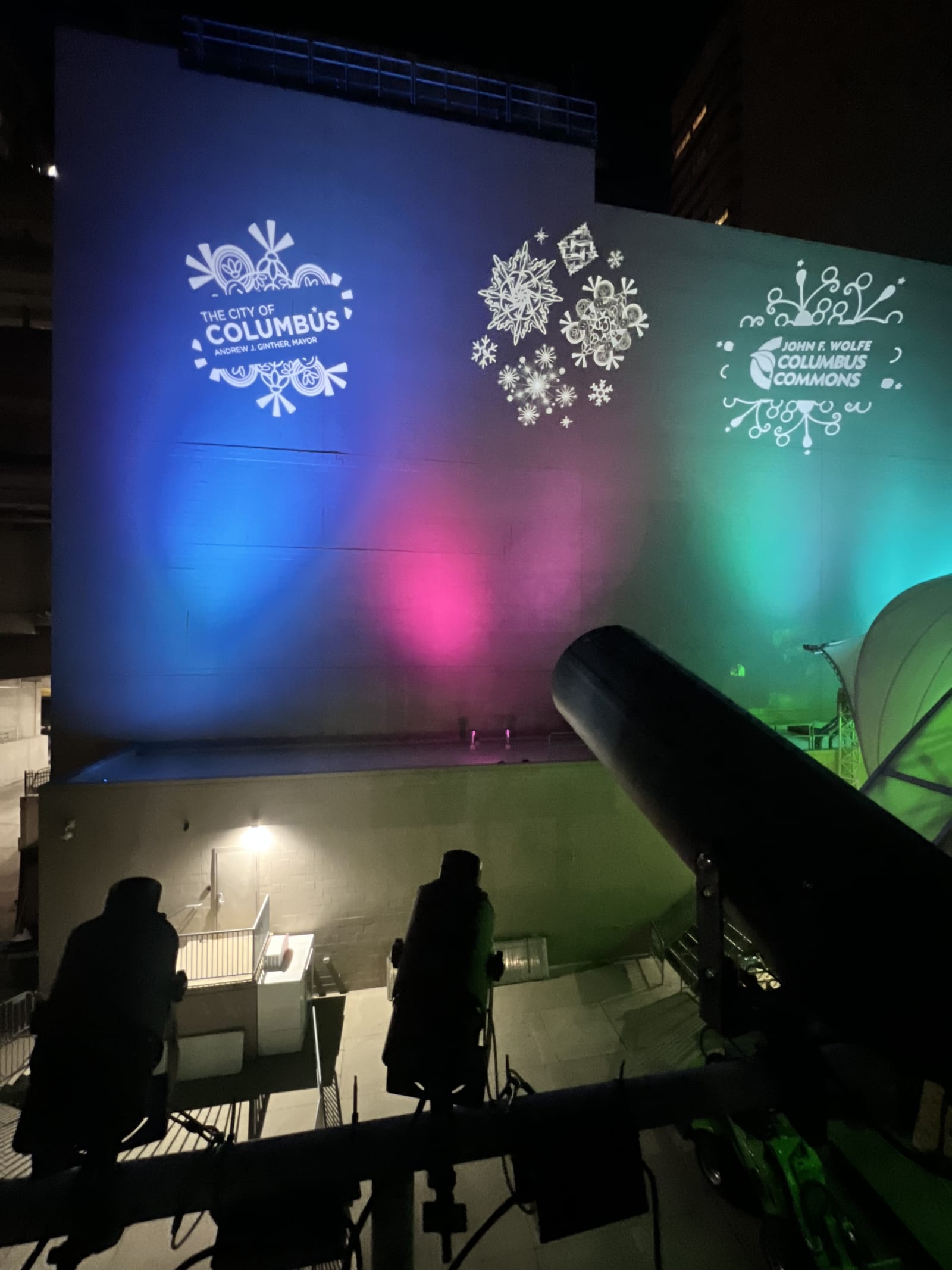 Brand logo projected up a building exterior — Infinity Projectors