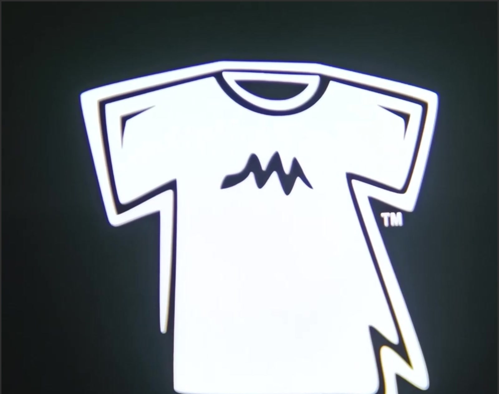 Video: crisp white t-shirt logo gobo beams onto a dark wall from a static gobo projector