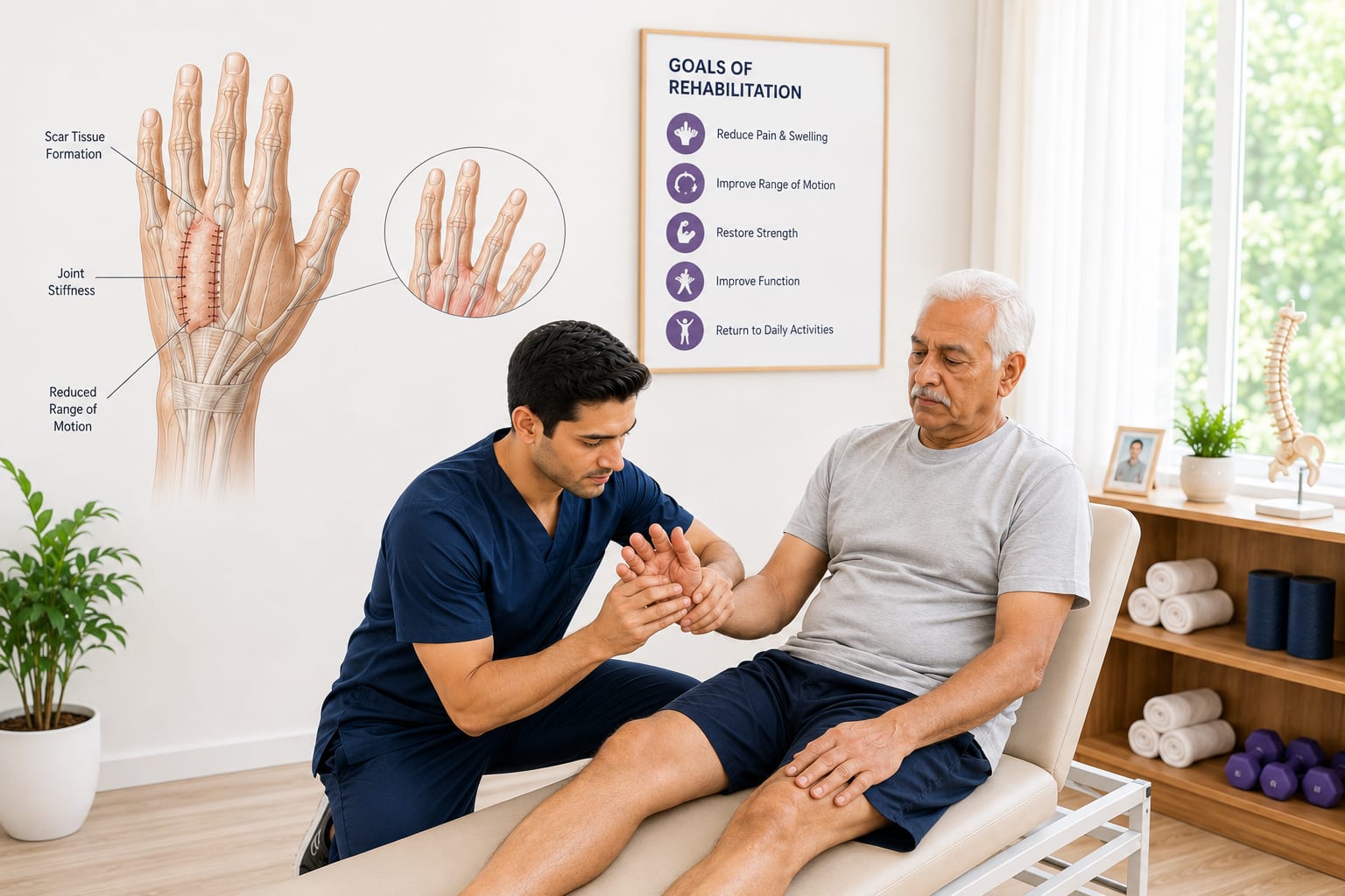 Post-surgical stiffness physiotherapy rehabilitation