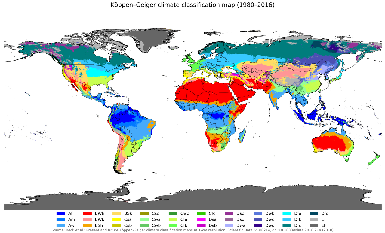 Köppen climate classification map