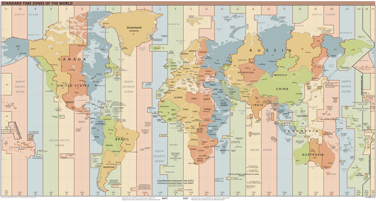 World time zones map