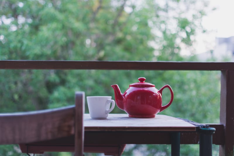 a teapot and a cup of tea