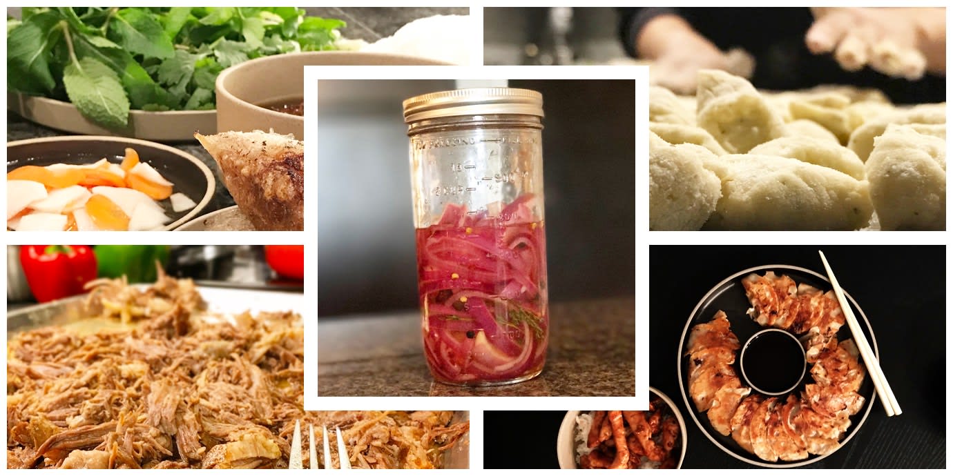 Collage of meals Marisa and Jason cooked together.