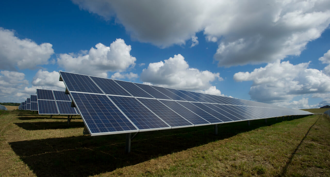 Solar panels in the sunshine.