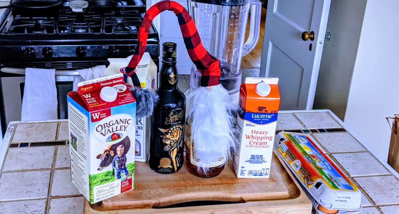 Ingredients for egg nog.