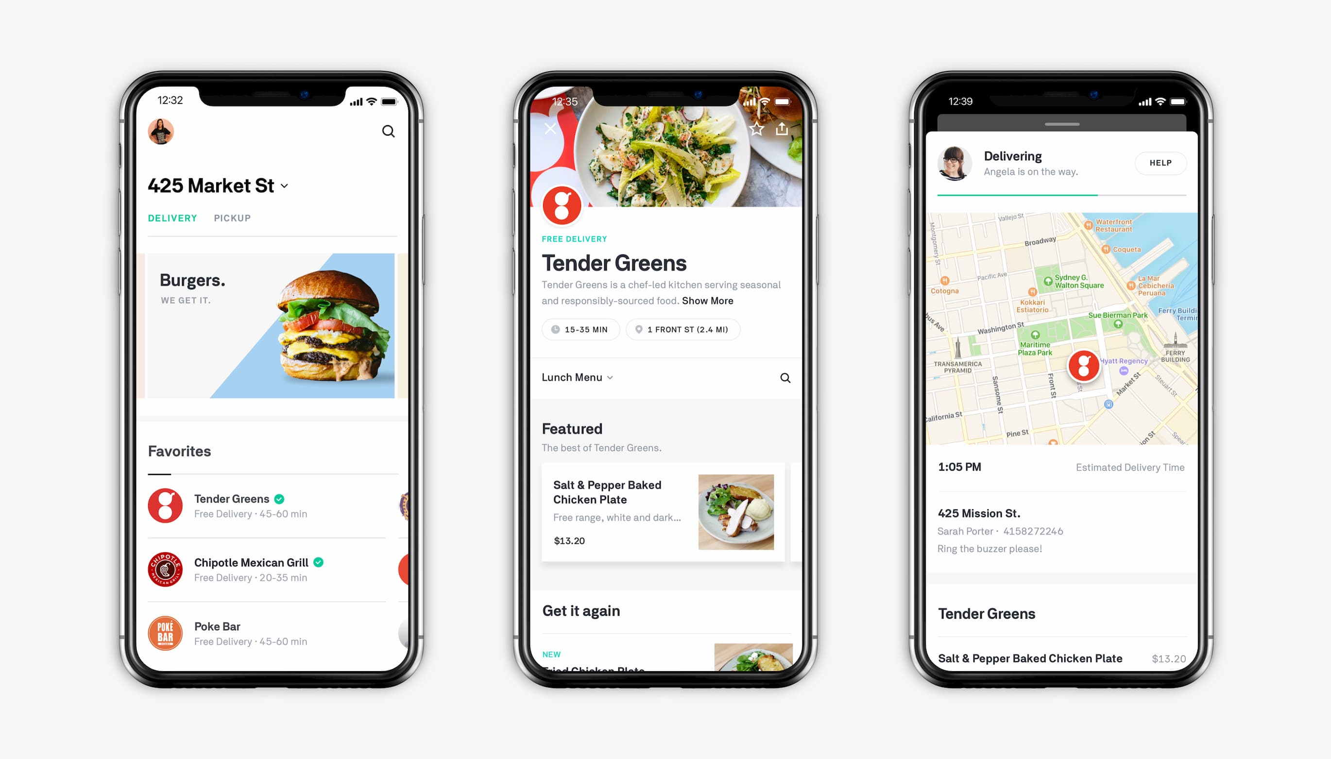 The workflow for ordering food on Postmates.