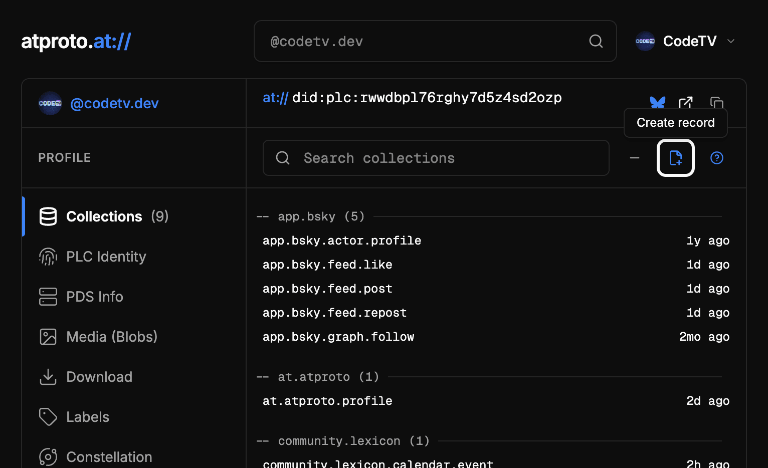 the logged in view