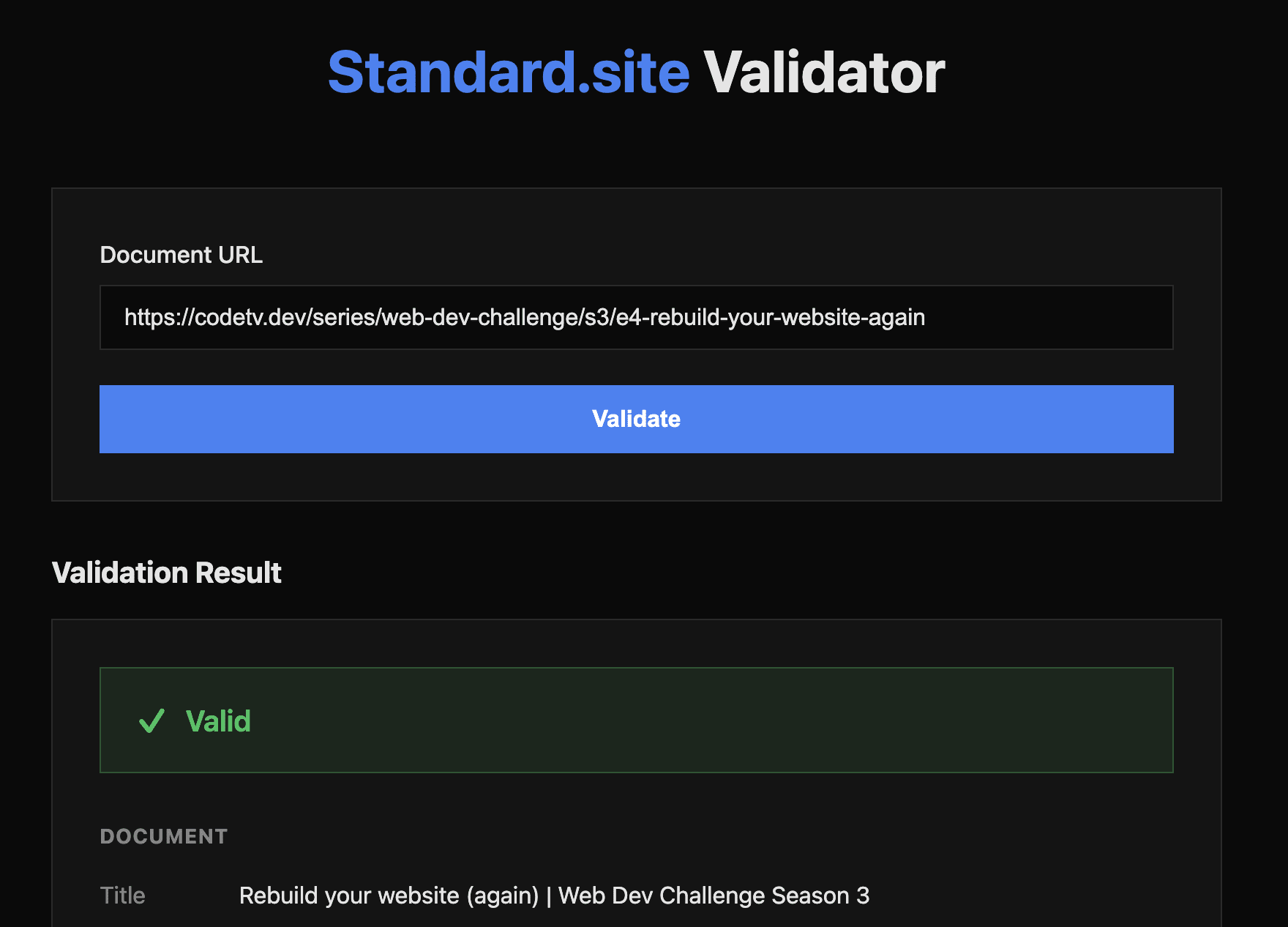 a validated site URL