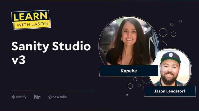 Kapehe on a title card that reads, "Sanity Studio v3"