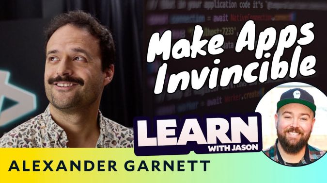 Alexander Garnett headshot with text "Make apps invincible"