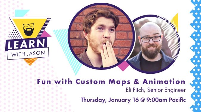 Eli Fitch on a title card that reads, "Fun With Custom Maps and Animation"