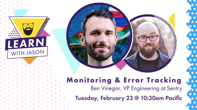 Ben Vinegar on a title card that reads, "Monitoring & Error Tracking in Serverless Functions"