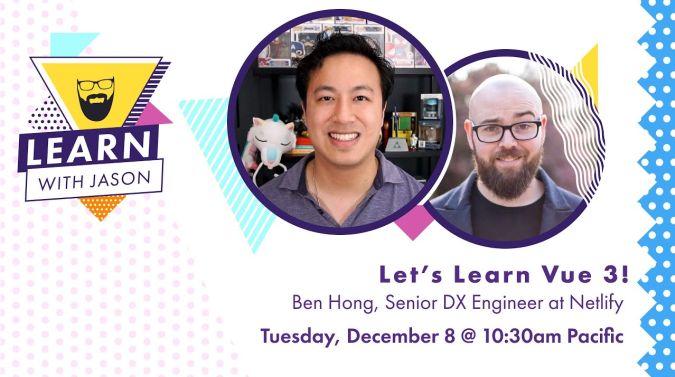 Ben Hong on a title card that reads, "Let's Learn Vue 3!"