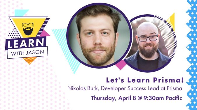 Nikolas Burk on a title card that reads, "Let's Learn Prisma!"