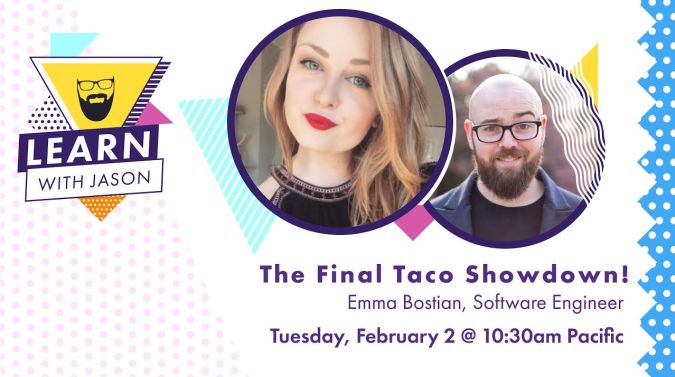 Emma Bostian on a title card that reads, "The Final Taco Showdown"