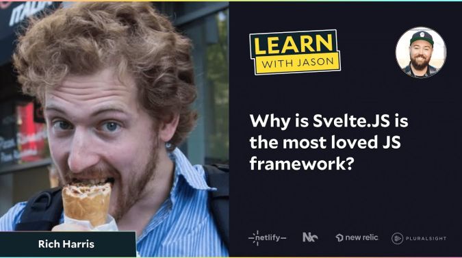 Rich Harris on a title card that reads, "Why Svelte is the most loved JS framework"