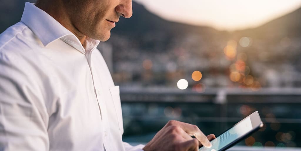 Facilities manager with tablet