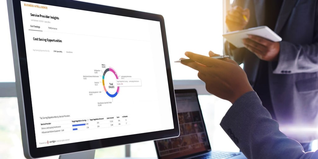 Facilities managers review Service Provider Insights dashboard