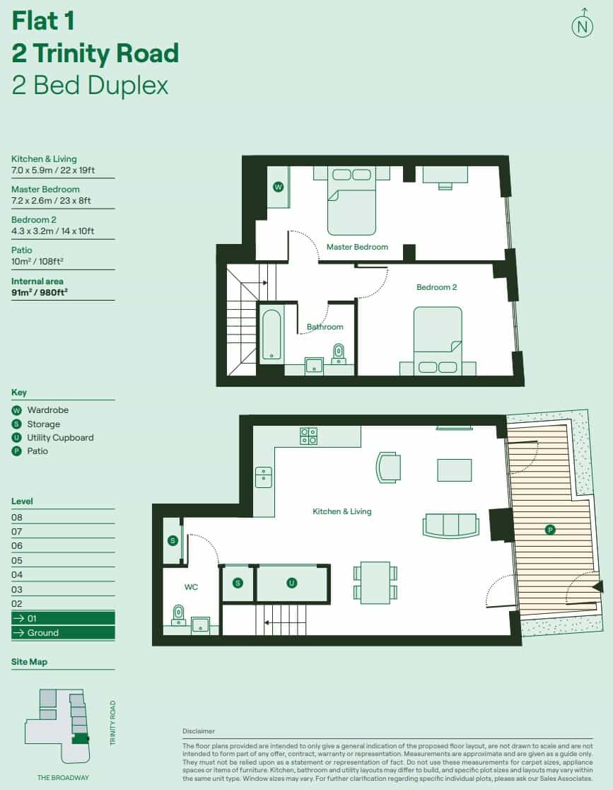 Flat 1, 2 Trinity Road, 2 Bed Duplex- Floor Plan.jpg