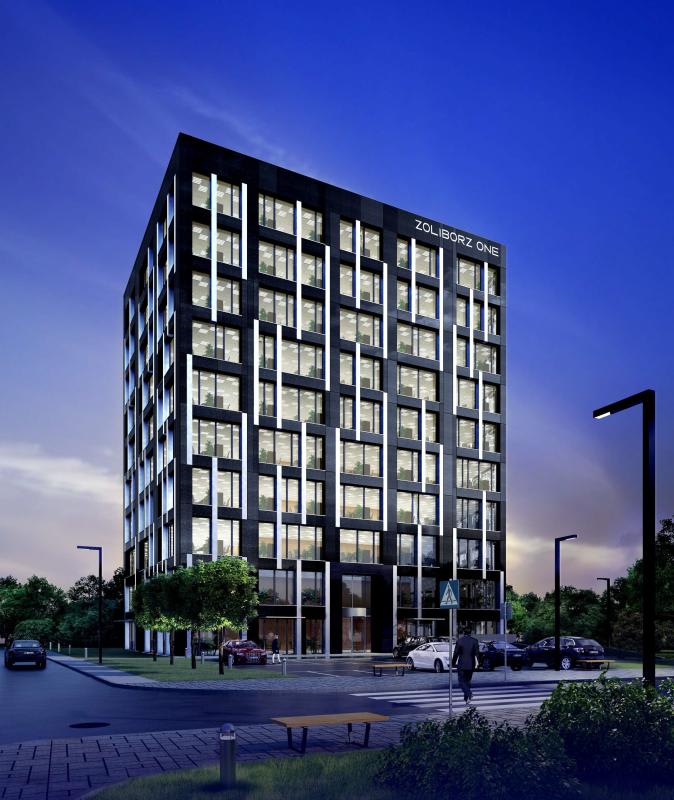 Bryła budynku z powierzchniami biurowymi