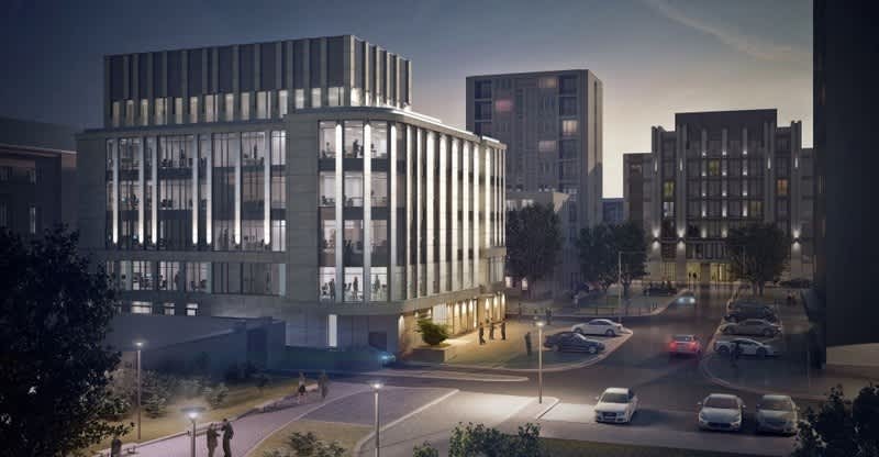 Budynek biurowy - widok nocą