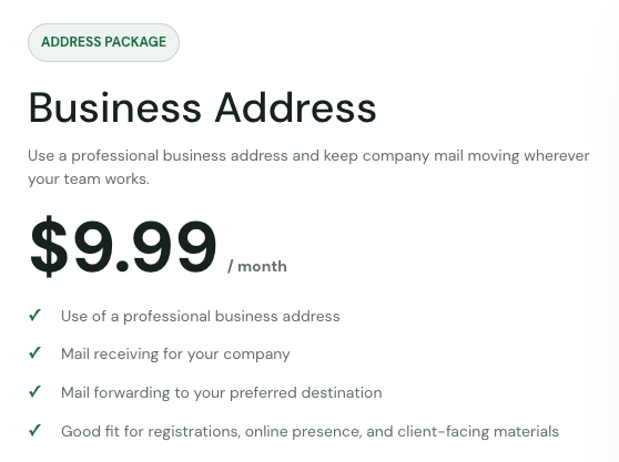Business Address Package