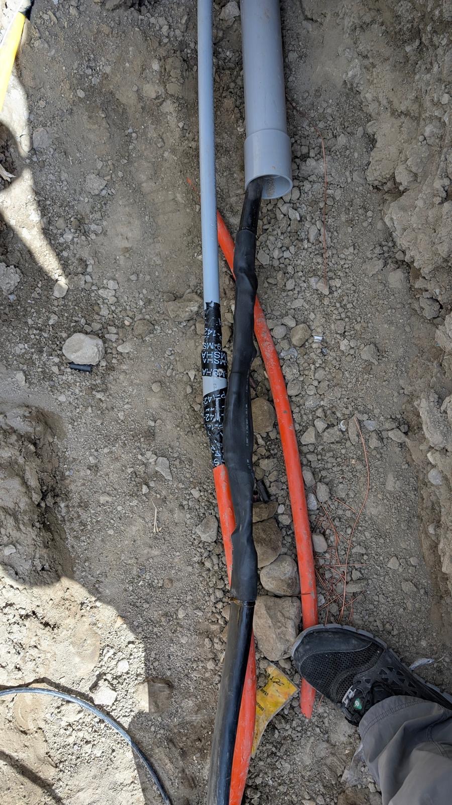 Electrical conduit installation in progress